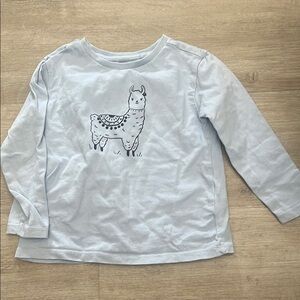 Kids Llama Graphic Long Sleeve Shirt - Light Blue